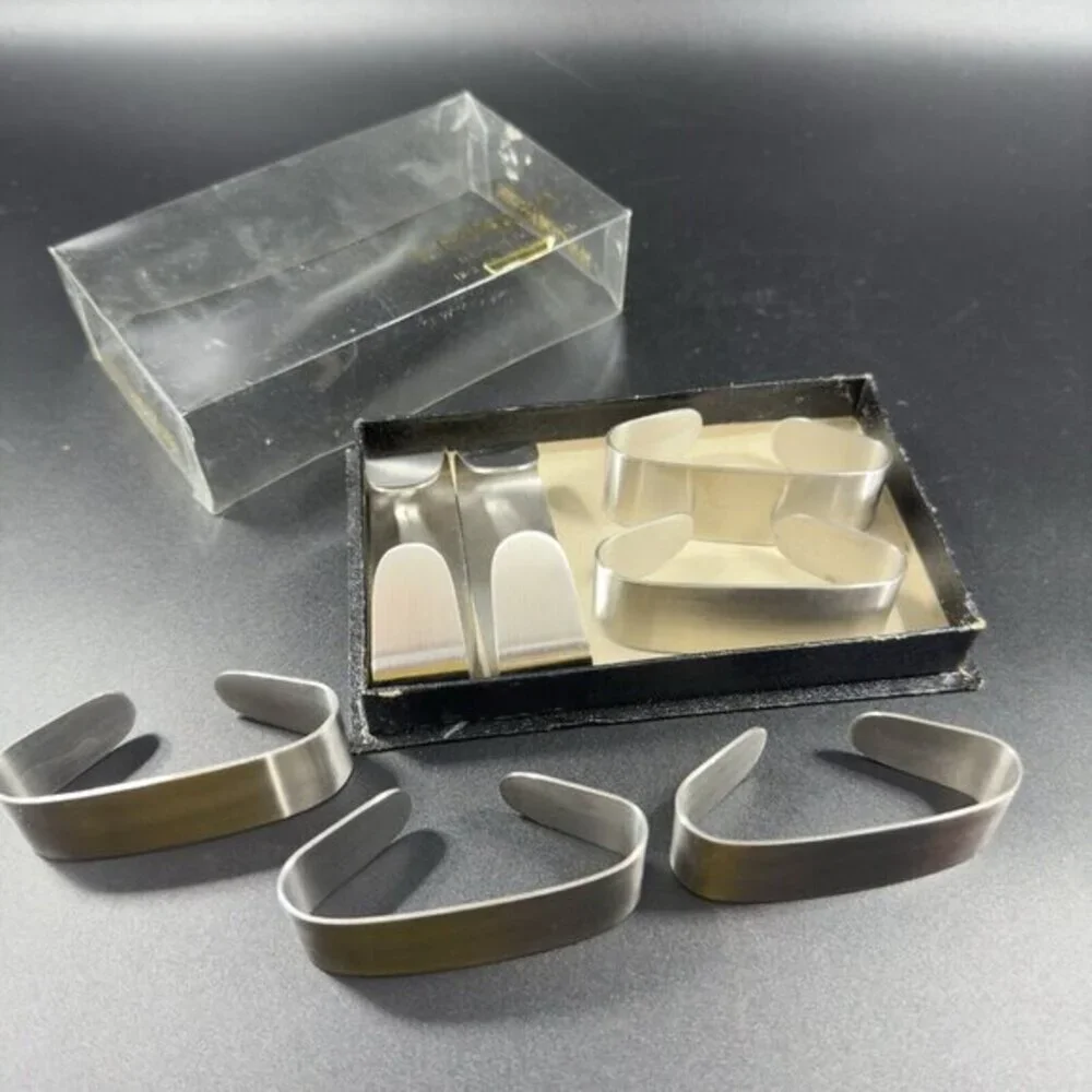 Vintage Leonard Napkin Holders Set 7 Stainless Steel 18/8 Made‎ In Hong Kong VTG